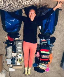 Elsa and her backpack contents