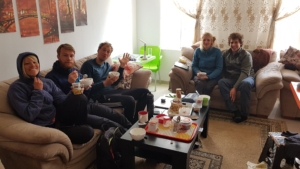 A group of people gathered to share a meal