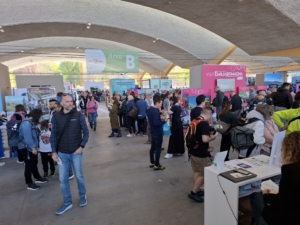 A group of people at an exhibition hall